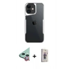 MARSİLYAN™- iPhone 11 Kılıf Akış Çizgi Koleksiyonu - Siyah Bilvis 3D Cam Ekran Koruyucu + Raze Metal Kamera Lens - KI