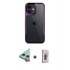 MARSİLYAN™- iPhone 11 Kılıf Akış Çizgi Koleksiyonu - Siyah Bilvis 3D Cam Ekran Koruyucu + Raze Metal Kamera Lens - KI