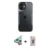 MARSİLYAN™- iPhone 11 Kılıf Akış Çizgi Koleksiyonu - Siyah Bilvis 3D Cam Ekran Koruyucu + Raze Metal Kamera Lens - KI