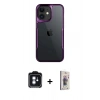 MARSİLYAN™- iPhone 11 Kılıf Akış Çizgi Koleksiyonu - Siyah Bilvis 3D Cam Ekran Koruyucu + PVD Metal Kamera Lens - MI