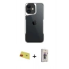 MARSİLYAN™- iPhone 11 Kılıf Akış Çizgi Koleksiyonu - Siyah Bilvis 3D Cam Ekran Koruyucu + Rainbow Kamera Lens Koruma Cam - KI