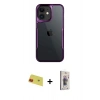 MARSİLYAN™- iPhone 11 Kılıf Akış Çizgi Koleksiyonu - Siyah Bilvis 3D Cam Ekran Koruyucu + Rainbow Kamera Lens Koruma Cam - KI
