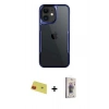 MARSİLYAN™- iPhone 11 Kılıf Akış Çizgi Koleksiyonu - Siyah Bilvis 3D Cam Ekran Koruyucu + Rainbow Kamera Lens Koruma Cam - KI