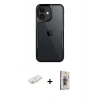 MARSİLYAN™- iPhone 11 Kılıf Akış Çizgi Koleksiyonu - Siyah Bilvis 3D Cam Ekran Koruyucu + Renkli Kamera Lens Koruma Cam - SI