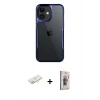 MARSİLYAN™- iPhone 11 Kılıf Akış Çizgi Koleksiyonu - Siyah Bilvis 3D Cam Ekran Koruyucu + Renkli Kamera Lens Koruma Cam - SI