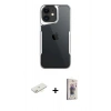 MARSİLYAN™- iPhone 11 Kılıf Akış Çizgi Koleksiyonu - Siyah Bilvis 3D Cam Ekran Koruyucu + Renkli Kamera Lens Koruma Cam - SI