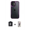 MARSİLYAN™- iPhone 11 Kılıf Akış Çizgi Koleksiyonu - Siyah Bilvis 3D Cam Ekran Koruyucu + PVD Metal Kamera Lens - SH