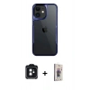 MARSİLYAN™- iPhone 11 Kılıf Akış Çizgi Koleksiyonu - Siyah Bilvis 3D Cam Ekran Koruyucu + PVD Metal Kamera Lens - SH