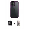 MARSİLYAN™- iPhone 11 Kılıf Akış Çizgi Koleksiyonu - Siyah Bilvis 3D Cam Ekran Koruyucu + PVD Metal Kamera Lens - TU