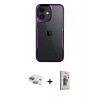 MARSİLYAN™- iPhone 11 Kılıf Akış Çizgi Koleksiyonu - Siyah Bilvis 3D Cam Ekran Koruyucu + Pers Alüminyum Kamera Lens - YL