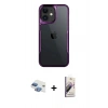 MARSİLYAN™- iPhone 11 Kılıf Akış Çizgi Koleksiyonu - Siyah Bilvis 3D Mat Cam Ekran Koruyucu + Pers Alüminyum Kamera Lens - GI