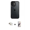 MARSİLYAN™- iPhone 11 Kılıf Akış Çizgi Koleksiyonu - Siyah Bilvis 3D Mat Cam Ekran Koruyucu + Gold Pers Alüminyum Kamera Lens
