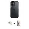 MARSİLYAN™- iPhone 11 Kılıf Akış Çizgi Koleksiyonu - Siyah Bilvis 3D Mat Cam Ekran Koruyucu + Gold Pers Alüminyum Kamera Lens