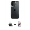 MARSİLYAN™- iPhone 11 Kılıf Akış Çizgi Koleksiyonu - Siyah Bilvis 3D Mat Cam Ekran Koruyucu + Kamera Lens Koruma Cam - SF