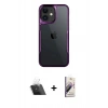 MARSİLYAN™- iPhone 11 Kılıf Akış Çizgi Koleksiyonu - Siyah Bilvis 3D Mat Cam Ekran Koruyucu + Kamera Lens Koruma Cam - SF