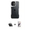 MARSİLYAN™- iPhone 11 Kılıf Akış Çizgi Koleksiyonu - Siyah Bilvis 3D Mat Cam Ekran Koruyucu + Kamera Lens Koruma Cam - SF
