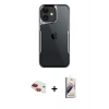 MARSİLYAN™- iPhone 11 Kılıf Akış Çizgi Koleksiyonu - Siyah Bilvis 3D Mat Cam Ekran Koruyucu + Pers Alüminyum Kamera Lens - KI