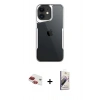 MARSİLYAN™- iPhone 11 Kılıf Akış Çizgi Koleksiyonu - Siyah Bilvis 3D Mat Cam Ekran Koruyucu + Pers Alüminyum Kamera Lens - KI