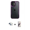 MARSİLYAN™- iPhone 11 Kılıf Akış Çizgi Koleksiyonu - Siyah Bilvis 3D Mat Cam Ekran Koruyucu + Pers Alüminyum Kamera Lens - LT