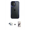 MARSİLYAN™- iPhone 11 Kılıf Akış Çizgi Koleksiyonu - Siyah Bilvis 3D Mat Cam Ekran Koruyucu + Pers Alüminyum Kamera Lens - LT