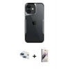 MARSİLYAN™- iPhone 11 Kılıf Akış Çizgi Koleksiyonu - Siyah Bilvis 3D Mat Cam Ekran Koruyucu + Pers Alüminyum Kamera Lens - LT