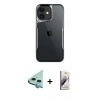 MARSİLYAN™- iPhone 11 Kılıf Akış Çizgi Koleksiyonu - Siyah Bilvis 3D Mat Cam Ekran Koruyucu + Raze Metal Kamera Lens - MI