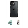 MARSİLYAN™- iPhone 11 Kılıf Akış Çizgi Koleksiyonu - Siyah Bilvis 3D Mat Cam Ekran Koruyucu + Raze Metal Kamera Lens - MI