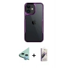 MARSİLYAN™- iPhone 11 Kılıf Akış Çizgi Koleksiyonu - Siyah Bilvis 3D Mat Cam Ekran Koruyucu + Raze Metal Kamera Lens - MI