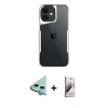 MARSİLYAN™- iPhone 11 Kılıf Akış Çizgi Koleksiyonu - Siyah Bilvis 3D Mat Cam Ekran Koruyucu + Raze Metal Kamera Lens - MI