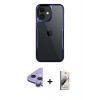 MARSİLYAN™- iPhone 11 Kılıf Akış Çizgi Koleksiyonu - Siyah Bilvis 3D Mat Cam Ekran Koruyucu + Mor Raze Metal Kamera Lens