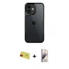MARSİLYAN™- iPhone 11 Kılıf Akış Çizgi Koleksiyonu - Siyah Bilvis 3D Mat Cam Ekran Koruyucu + Rainbow Kamera Lens Koruma Cam - KI