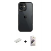 MARSİLYAN™- iPhone 11 Kılıf Akış Çizgi Koleksiyonu - Siyah Bilvis 3D Mat Cam Ekran Koruyucu + Renkli Kamera Lens Koruma Cam - SI