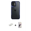 MARSİLYAN™- iPhone 11 Kılıf Akış Çizgi Koleksiyonu - Siyah Bilvis 3D Mat Cam Ekran Koruyucu + Renkli Kamera Lens Koruma Cam - SI