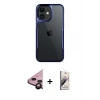 MARSİLYAN™- iPhone 11 Kılıf Akış Çizgi Koleksiyonu - Siyah Bilvis 3D Mat Cam Ekran Koruyucu + Siyah Raze Metal Kamera Lens