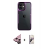 MARSİLYAN™- iPhone 11 Kılıf Akış Çizgi Koleksiyonu - Siyah Bilvis 3D Mat Cam Ekran Koruyucu + Siyah Raze Metal Kamera Lens