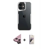MARSİLYAN™- iPhone 11 Kılıf Akış Çizgi Koleksiyonu - Siyah Bilvis 3D Mat Cam Ekran Koruyucu + Siyah Raze Metal Kamera Lens