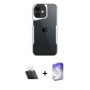 MARSİLYAN™- iPhone 11 Kılıf Akış Çizgi Koleksiyonu - Siyah Bilvis 5in1 3D Magic Cam Ekran Koruyucu + Kamera Lens Koruma Cam - SF