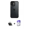 MARSİLYAN™- iPhone 11 Kılıf Akış Çizgi Koleksiyonu - Siyah Bilvis 5in1 3D Magic Cam Ekran Koruyucu + Kamera Lens Koruma Cam - SF