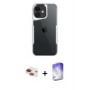 MARSİLYAN™- iPhone 11 Kılıf Akış Çizgi Koleksiyonu - Siyah Bilvis 5in1 3D Magic Cam Ekran Koruyucu + Pers Alüminyum Kamera Lens - KI