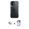 MARSİLYAN™- iPhone 11 Kılıf Akış Çizgi Koleksiyonu - Siyah Bilvis 5in1 3D Magic Cam Ekran Koruyucu + Pers Alüminyum Kamera Lens - KI