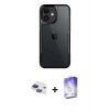 MARSİLYAN™- iPhone 11 Kılıf Akış Çizgi Koleksiyonu - Siyah Bilvis 5in1 3D Magic Cam Ekran Koruyucu + Pers Alüminyum Kamera Lens - LT