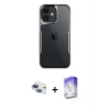 MARSİLYAN™- iPhone 11 Kılıf Akış Çizgi Koleksiyonu - Siyah Bilvis 5in1 3D Magic Cam Ekran Koruyucu + Pers Alüminyum Kamera Lens - LT
