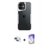 MARSİLYAN™- iPhone 11 Kılıf Akış Çizgi Koleksiyonu - Siyah Bilvis 5in1 3D Magic Cam Ekran Koruyucu + Pers Alüminyum Kamera Lens - LT