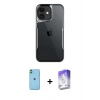 MARSİLYAN™- iPhone 11 Kılıf Akış Çizgi Koleksiyonu - Siyah Bilvis 5in1 3D Magic Cam Ekran Koruyucu + Neon Fosforlu Kamera Lens - YL