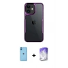 MARSİLYAN™- iPhone 11 Kılıf Akış Çizgi Koleksiyonu - Siyah Bilvis 5in1 3D Magic Cam Ekran Koruyucu + Neon Fosforlu Kamera Lens - MI