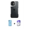 MARSİLYAN™- iPhone 11 Kılıf Akış Çizgi Koleksiyonu - Siyah Bilvis 5in1 3D Magic Cam Ekran Koruyucu + Neon Fosforlu Kamera Lens - MI