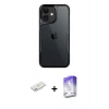 MARSİLYAN™- iPhone 11 Kılıf Akış Çizgi Koleksiyonu - Siyah Bilvis 5in1 3D Magic Cam Ekran Koruyucu + Pembe Renkli Kamera Lens Koruma Cam