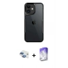MARSİLYAN™- iPhone 11 Kılıf Akış Çizgi Koleksiyonu - Siyah Bilvis 5in1 3D Magic Cam Ekran Koruyucu + Pers Alüminyum Kamera Lens - GI