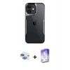 MARSİLYAN™- iPhone 11 Kılıf Akış Çizgi Koleksiyonu - Siyah Bilvis 5in1 3D Magic Cam Ekran Koruyucu + Pers Alüminyum Kamera Lens - GI