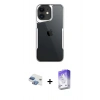 MARSİLYAN™- iPhone 11 Kılıf Akış Çizgi Koleksiyonu - Siyah Bilvis 5in1 3D Magic Cam Ekran Koruyucu + Pers Alüminyum Kamera Lens - GI